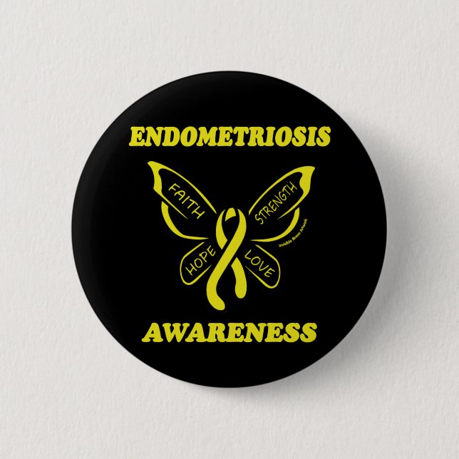 Butterfly/Medvetenhet ...Endometriosknapp Knapp (Framsida)
