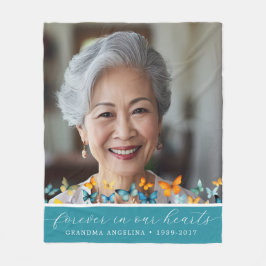 Butterfly Memorial Custorial Fleece Blanket Teal