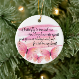 Butterfly Memorial Glitter Blommigt Dikt Julgransprydnad Keramik