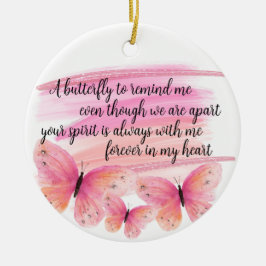 Butterfly Memorial Glitter Blommigt Dikt Julgransprydnad Keramik