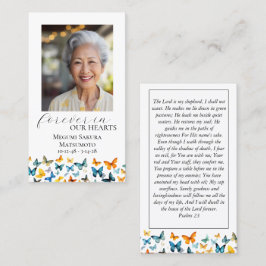 Butterfly Memorial Prayer Card - Elegant Black Visitkort