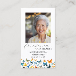Butterfly Memorial Prayer Card - Elegant Black Visitkort