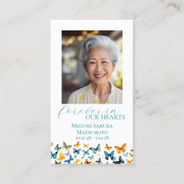 Butterfly Memorial Prayer Card - Teal Back Visitkort