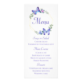 Butterfly Menu Navy Blue Blommigt Wand Bröllop Reklamkort