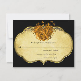 Butterfly Metallic Guld Heart Guld Faux Parchment OSA Kort