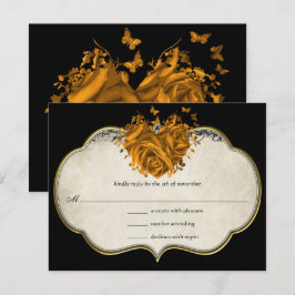 Butterfly Metallic Guld Heart Tan Faux Parchment OSA Kort