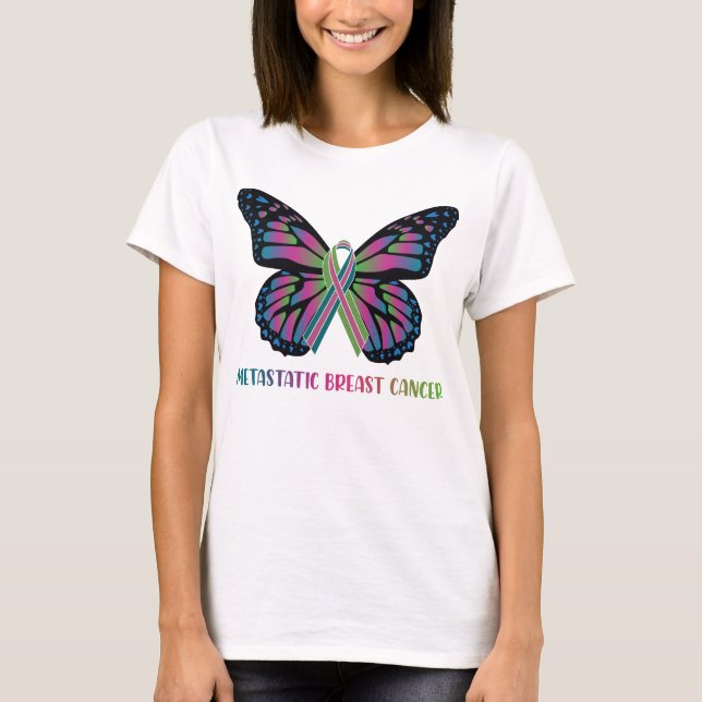 Butterfly Metastatic Breast Cancer Warrior T Shirt (Framsida)