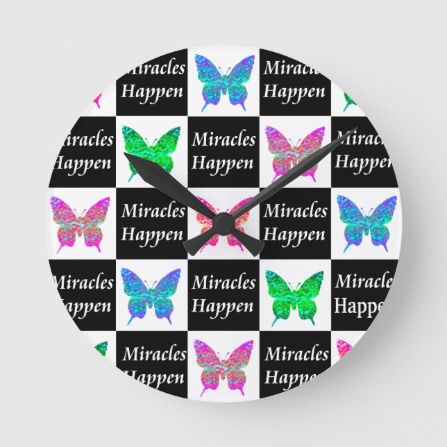 BUTTERFLY MIRACLES HÄNDER KONSTRUKTION RUND KLOCKA (Framsida)
