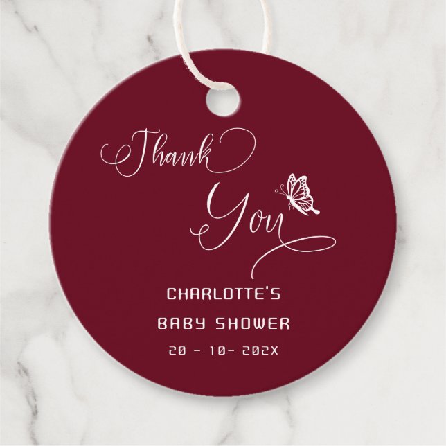 Butterfly Modern Minimal Baby Shower Gåvor Etiketter (Framsida)