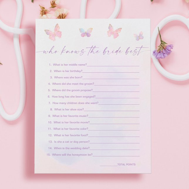 Butterfly-Möhippa som känner till Bride Game Card Inbjudningar (Skapare uppladdad)