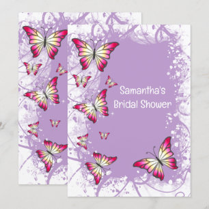 Butterfly möhippa vattencolor rosa lila inbjudningar
