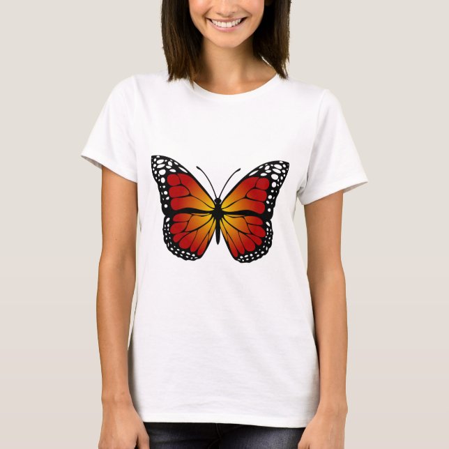 Butterfly Monarch Abstract Artistic Line Art T Shirt (Framsida)