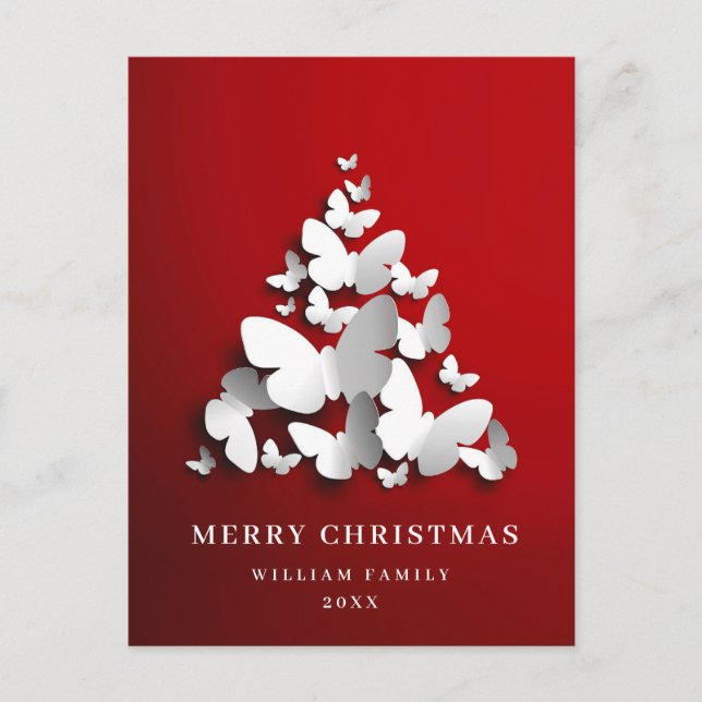 Butterfly Monarch Julgran Hälsning Helgdag Vykort (Framsida)