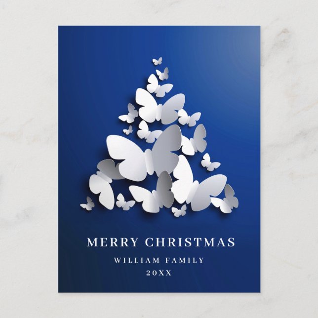 Butterfly Monarch Julgran Hälsning Helgdag Vykort (Framsida)