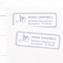 Butterfly Monogram Lavender Gingham Returadress