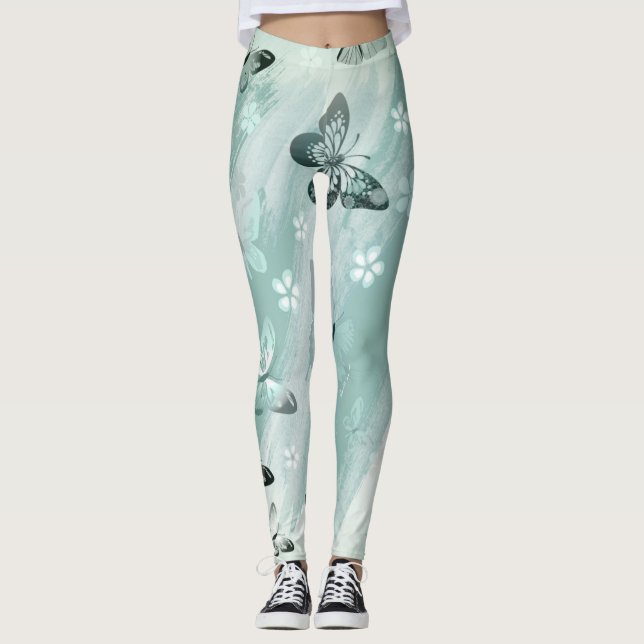 Butterfly Mönster 9 Leggings (Framsida)