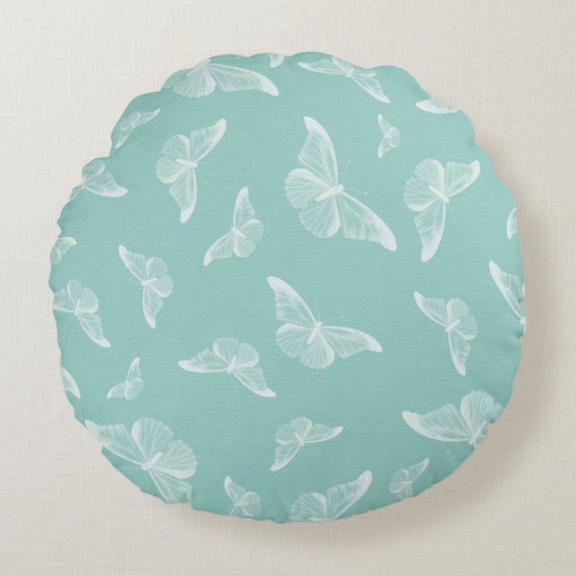 Butterfly mönster digital papper rund kudde (Framsidan)