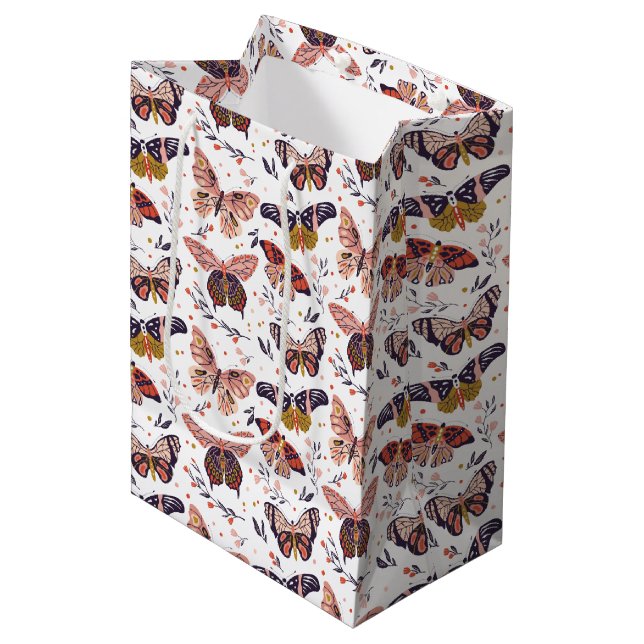 Butterfly Mönster Gift Bag (Framsidan Vinklad)