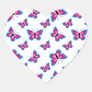 Butterfly Mönster Hjärtformat Klistermärke
