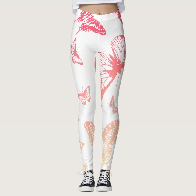 Butterfly Mönster Leggings (Framsida)