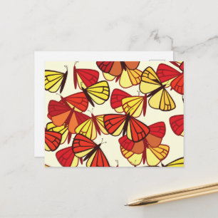 Butterfly Mönster, Mönster av fjärilar, röd Vykort
