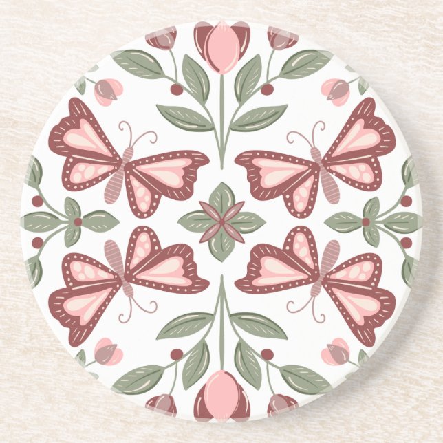 Butterfly Mönster Underlägg Hand Drawn (Framsidan)