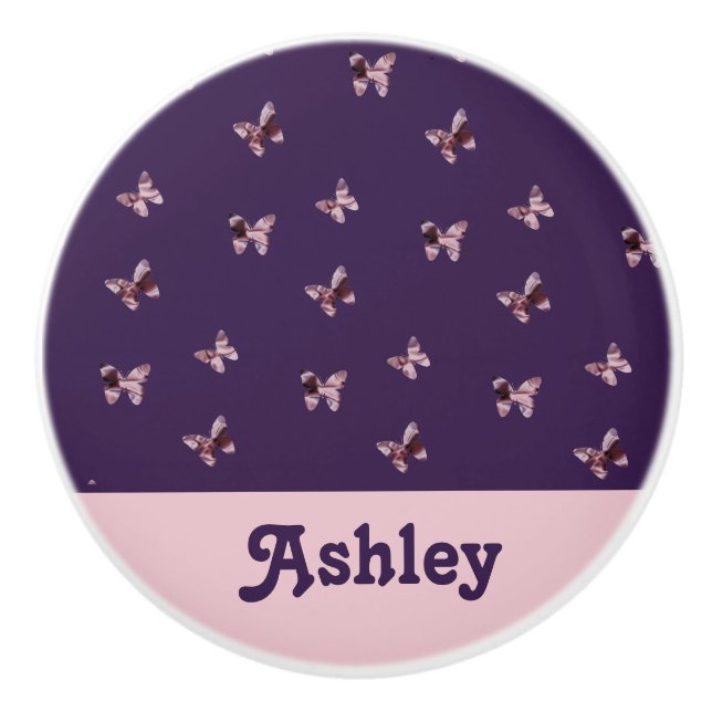 Butterfly Mönster Vacker Feminine Rosa Animal Knopp (Framsidan)