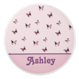 Butterfly Mönster Vacker Rosa och Lila Animal Knopp