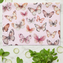 Butterfly Mönster Watercolor Elegant Söt Gift Kökshandduk