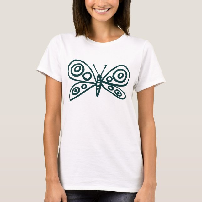 Butterfly - Mörk grönt T Shirt (Framsida)