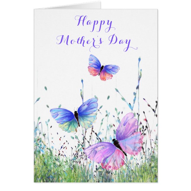 Butterfly Mors dag Card - Anpassade Hälsningskort (Framsidan)