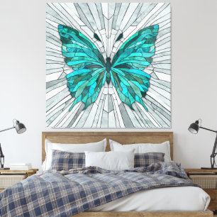 Butterfly Mosaic-Emerald Grönt och Grått Canvastryck