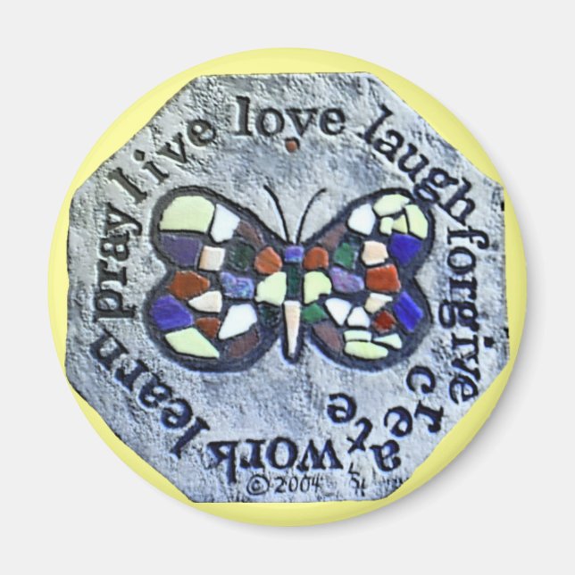 Butterfly Mosaic Magnet Ord till Live by (Framsidan)