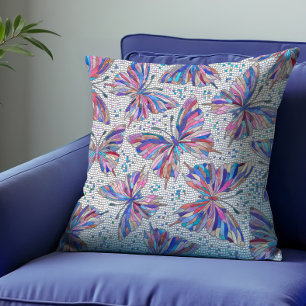 Butterfly Mosaic Mönster - pasteller Kudde