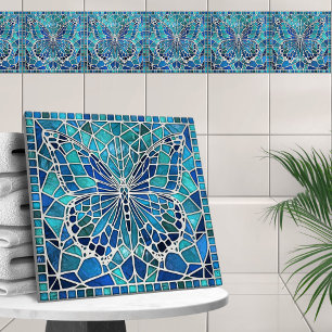 Butterfly Mosaic - Ocean Blues Kakelplatta