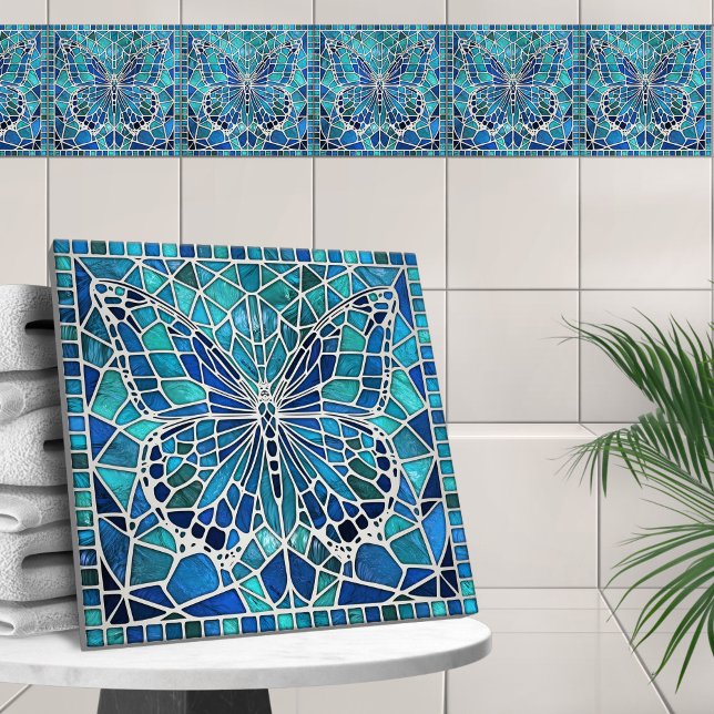 Butterfly Mosaic - Ocean Blues Kakelplatta (Skapare uppladdad)
