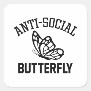 Butterfly mot Social Fyrkantigt Klistermärke
