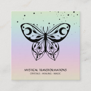 *~* Butterfly Moth Magic Boho Universe Rainbow Fyrkantigt Visitkort