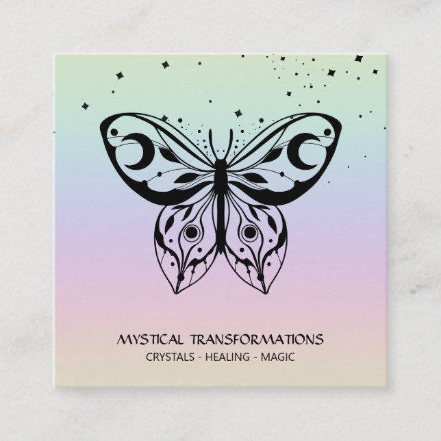 *~* Butterfly Moth Magic Boho Universe Rainbow Fyrkantigt Visitkort (Framsida)