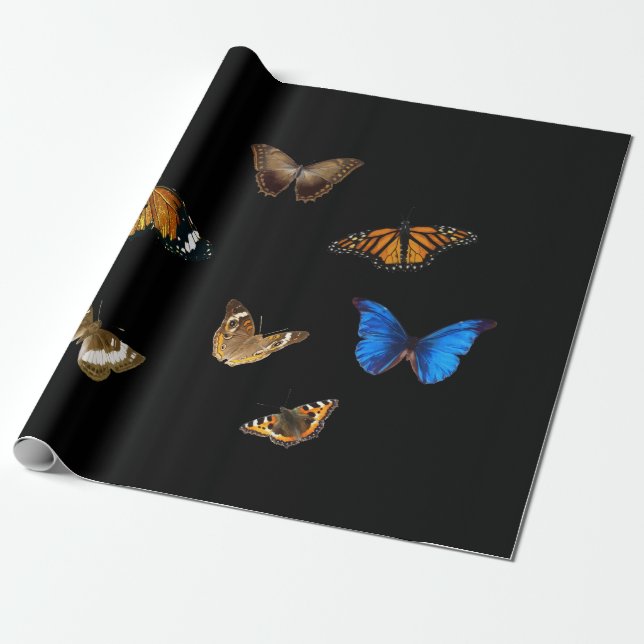 Butterfly - Moth - Modern - Elegance Vintage Presentpapper (Utrullad)