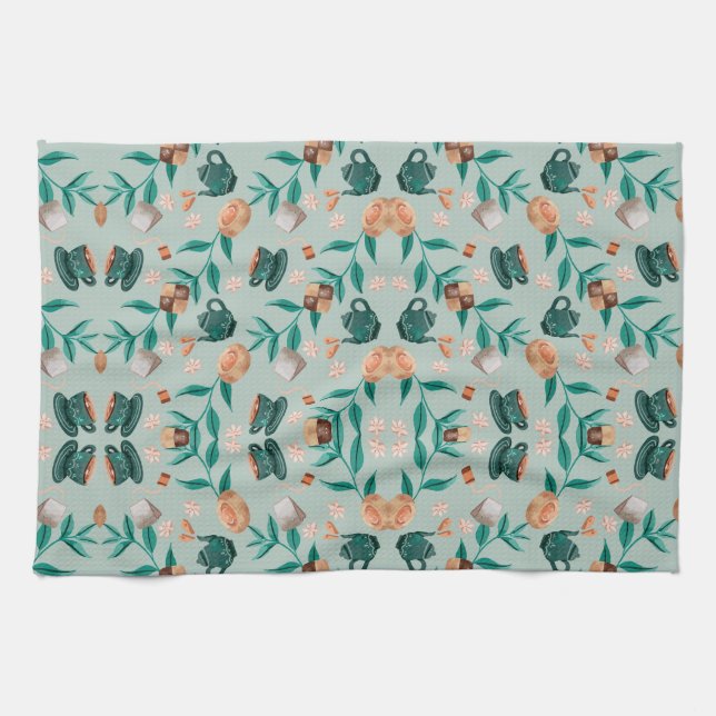 Butterfly motifs on a light background kökshandduk (Horisontell)