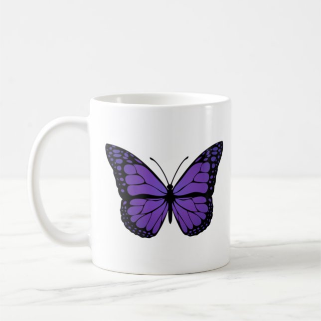 Butterfly Mugg - Lila Butterfly - Perfekt Gift (Vänster)