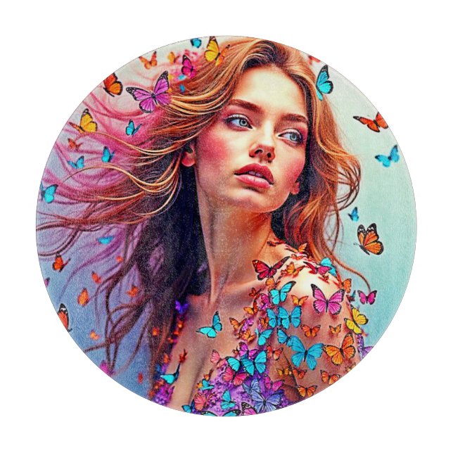 Butterfly Muse Porträtt Art T-Shirt (Framsidan)