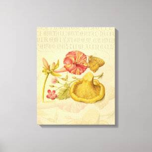 Butterfly Mushroom Flower Watercolor Paeing Canvastryck