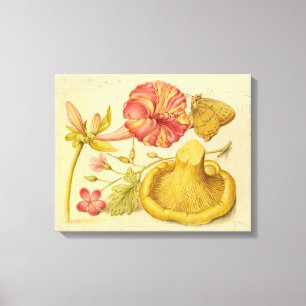 Butterfly Mushroom Flower Watercolor Paeing Canvastryck