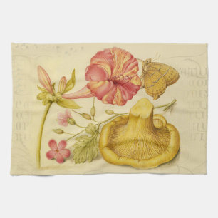 Butterfly Mushroom Flower Watercolor Paeing Kökshandduk