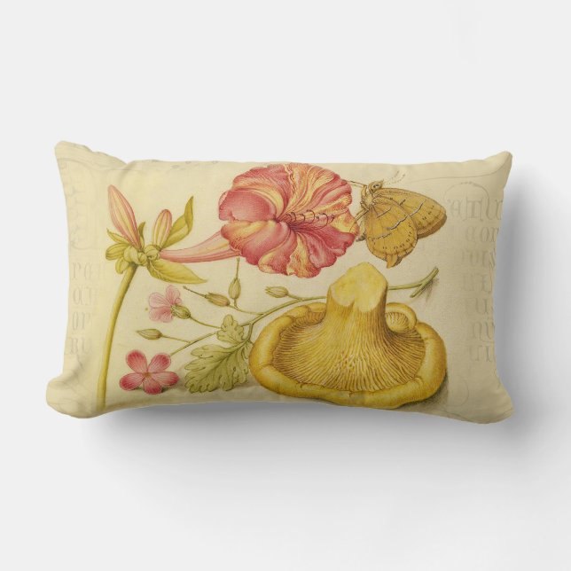 Butterfly Mushroom Flower Watercolor Paeing Lumbarkudde (Framsida)