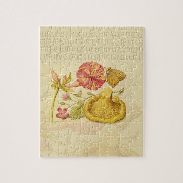 Butterfly Mushroom Flower Watercolor Paeing Pussel (Vertikal)