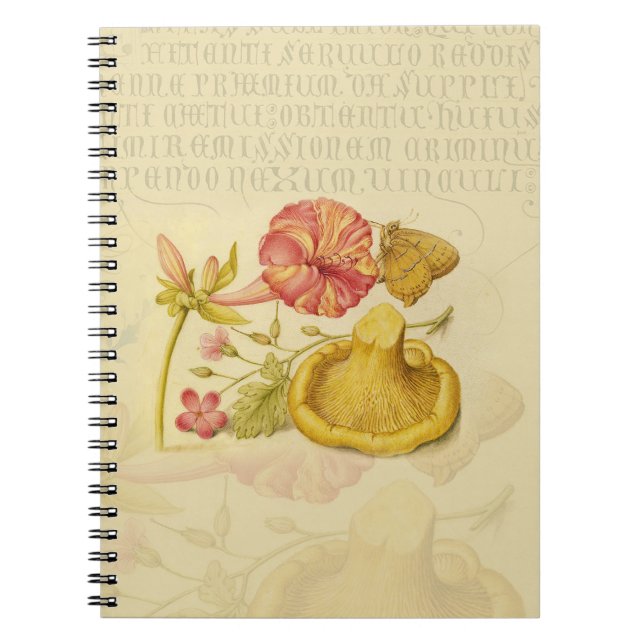 Butterfly, Mushroom och Flower Watercolor Anteckningsbok (Framsidan)