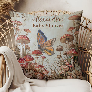 Butterfly Mushroom Woodland Natature Baby Shower Kudde